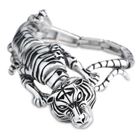 vintage tiger charm bracelet bangle 361l silver color stainless steel animal tiger hip hop mens boys bracelets fashion jewelry