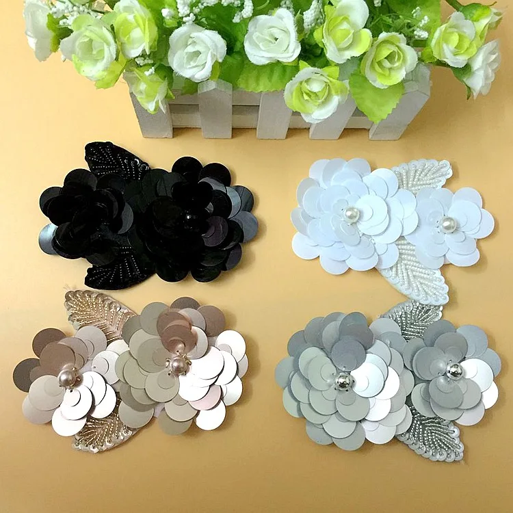 10 шт. красная золотая роза 3D вышивка бисером блестки цветы нашивка одежда