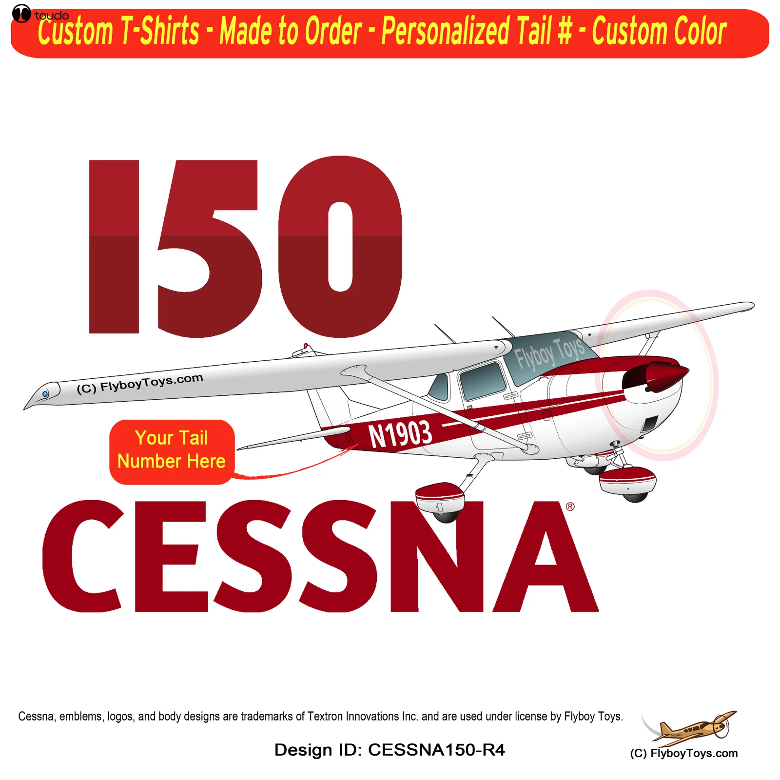 100% хлопок печать мужская летняя футболка с круглым вырезом и Cessna 150 (красный)