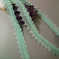 2 yard green sequin ribbon plum flowers pearl lace trimmings ribbons beaded lace fabric embroidered sewing wedding 5cm