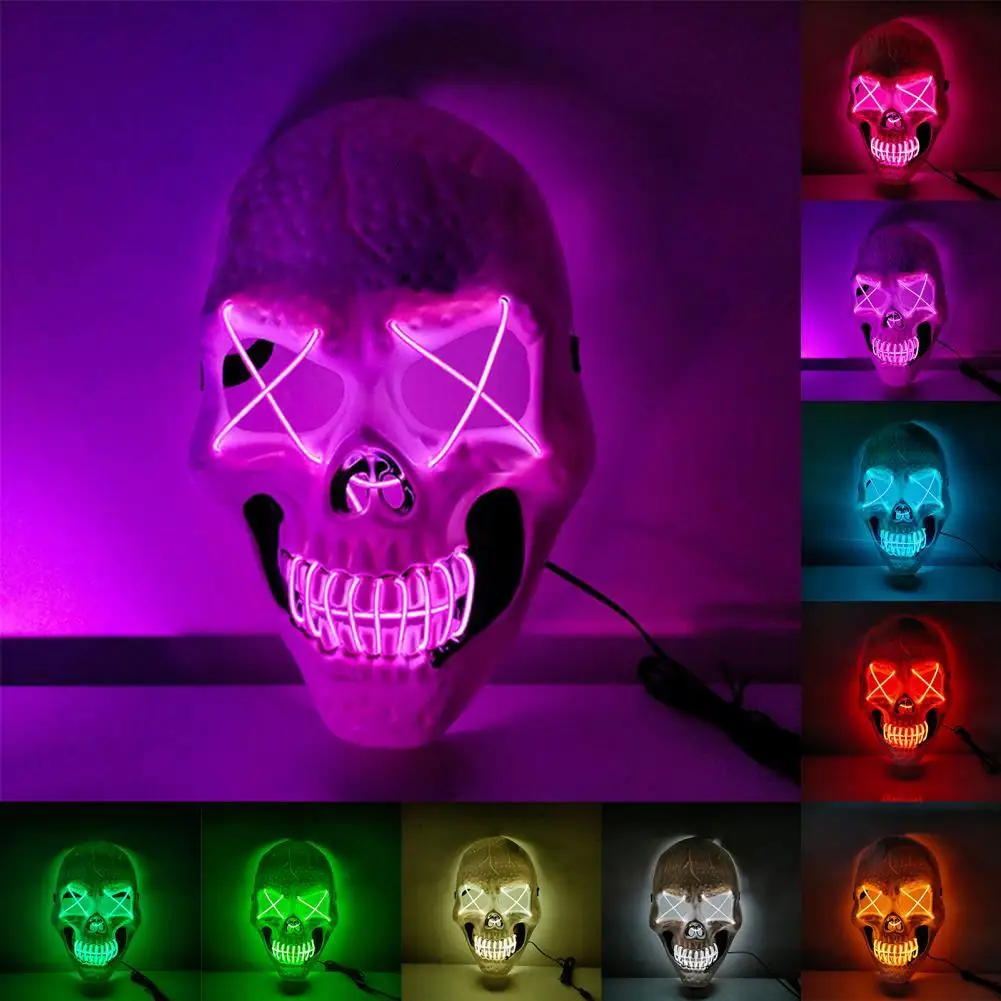

Safe Eye-catching Halloween Party Cosplay Face Cover Eco-friendly Glowing Face Cover Luminous for Carnival