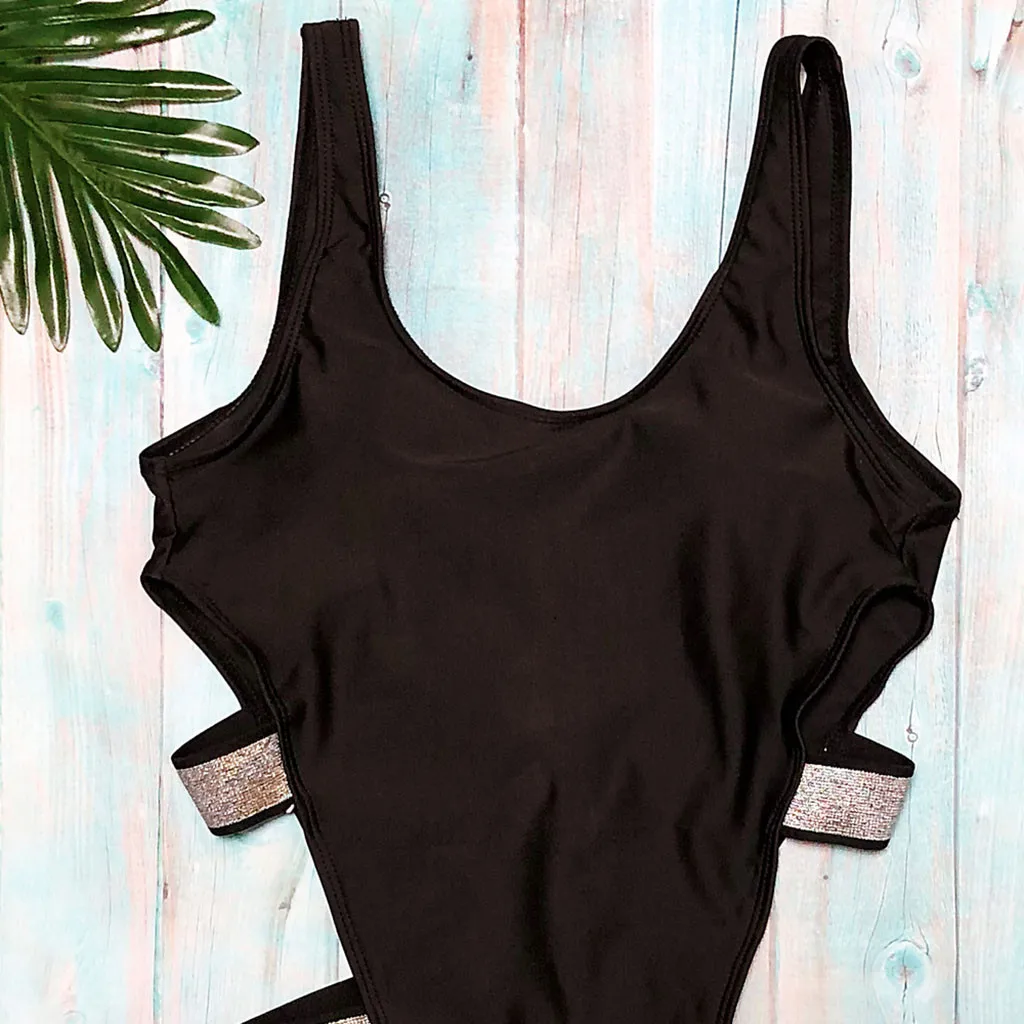 Женский купальник бикини пляжная одежда высокая талия сексуальный черный на