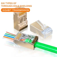 network cable modular plug network connector six kinds of perforated shielded gold plated through hole crystal head 100pcs