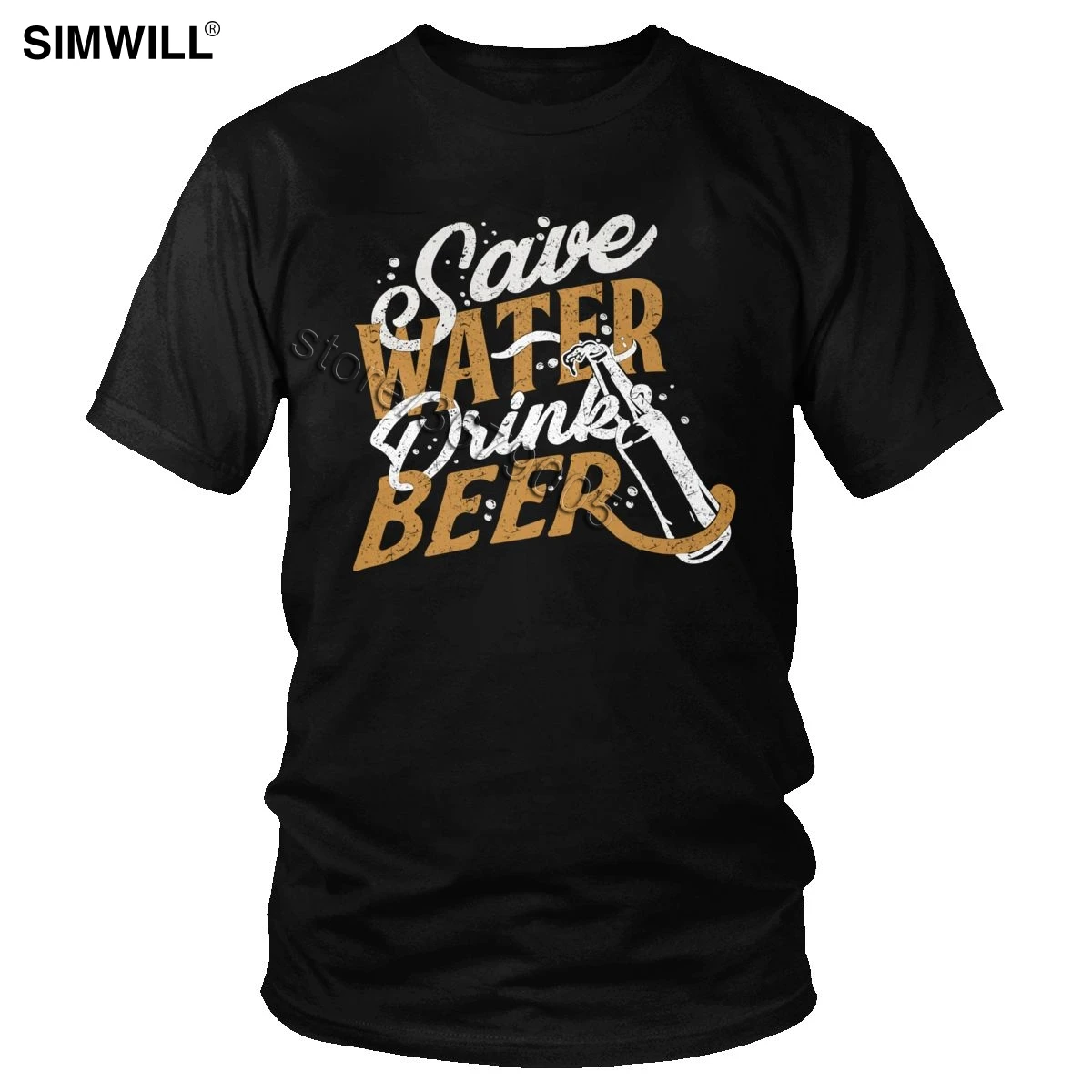 

Men Vintage Save Water Drink Beer Tshirt Urban Funny Drinking Design T Shirt Short Sleeved Cotton Alcoholic T-Shirt Cool Tees