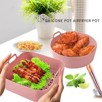 silicone airfryer pot multifunctional air fryers accessories bread fried chicken pizza basket baking tray non stick baking bake