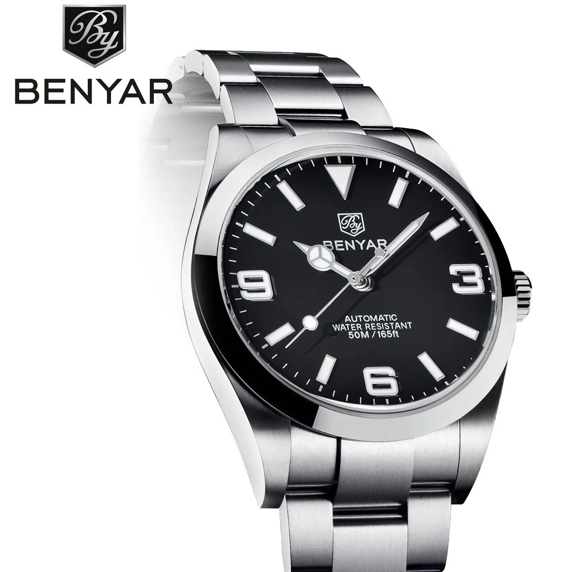 2021 New Automatic Mechanical Watch BENYAR Top Brand Luxury Men's Watch Casual Fashion Stainless Steel Luminous Waterproof Watch