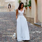Платье Свадебное ТРАПЕЦИЕВИДНОЕ с аппликацией, пикантное кружевное длинное вечернее бальное платье с глубоким V-образным вырезом