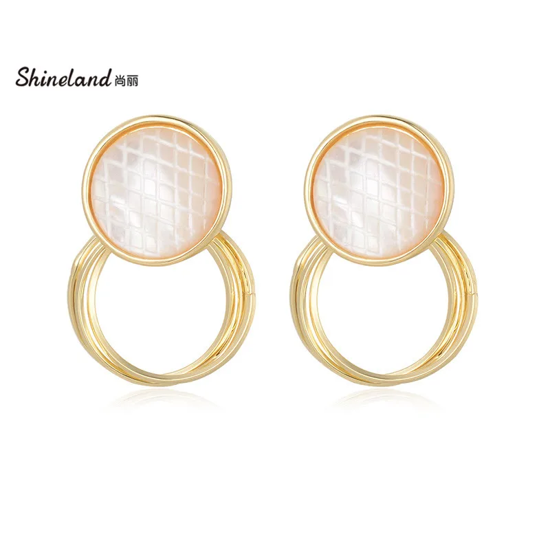 

Shineland New Korean Fashion Pendant Drop Dangle Earrings For Women Statement Multi-turn Metal Gold Color Brincos Bijoux Gift