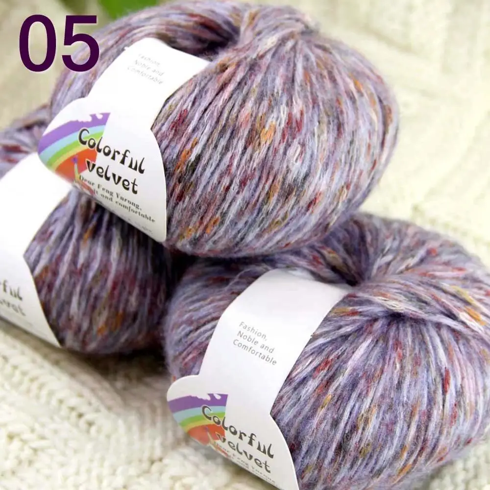 

Sale of colorful wool 3ballsX50g thread camel hair color broken coat line mohair wool needlework 824-05 Colorful Clematis