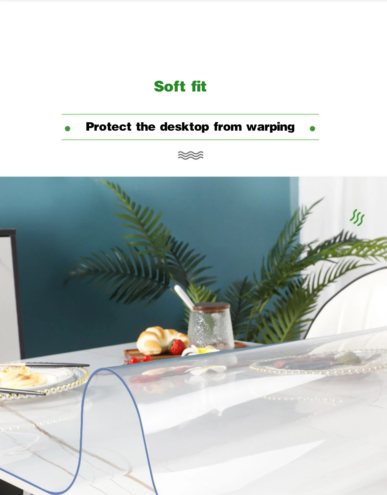 

Скатерть из мягкого стекла, прозрачная скатерть из ПВХ, водонепроницаемая, маслостойкая, покрытие для кухонного и обеденного стола, 1,0 мм