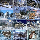 Картина AZQSD по номерам сделай сам, акриловые Детские краски, ручная роспись, подарочные раскраски по номерам на холсте, декор с волком для дома