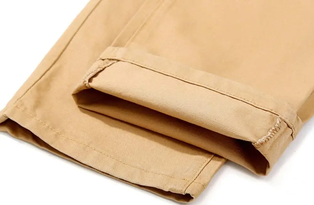 Мужские облегающие брюки мягкие хлопковые прямые цвета хаки 2018| |