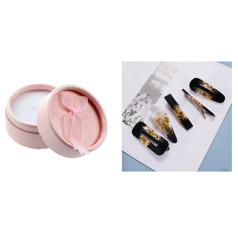 Promotion 5Pcs Cardboard Round Ring Earring Gift Case Box With 2Pcs Handmade Silicone Epoxy Resin Mold Hairpin Acrylic | Дом и сад