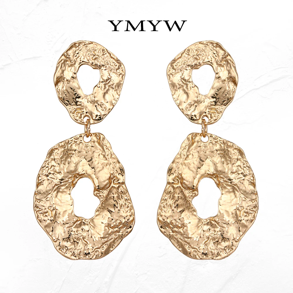 YMYW модные большие металлические геометрические Висячие висячие серьги с