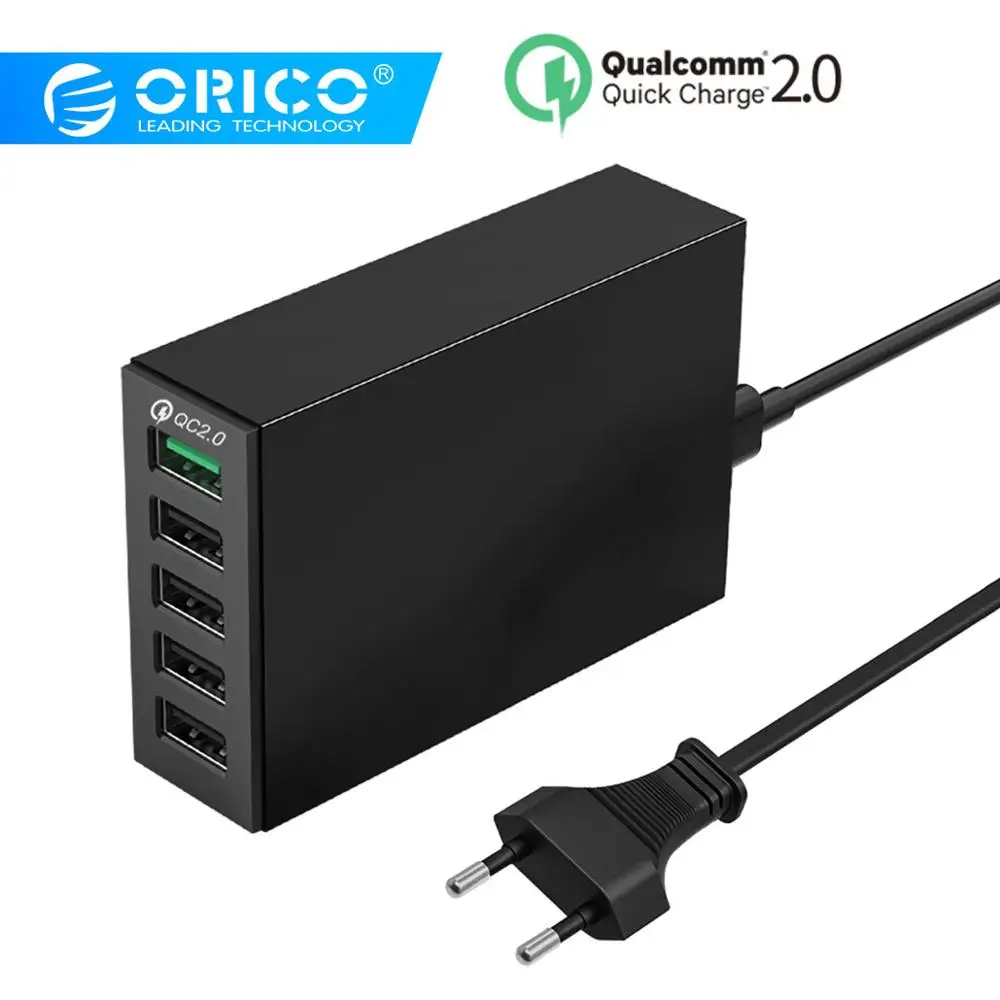 ORICO QSL-5U 5 портов QC 2,0 5V8A40W максимальное настольное USB быстрое зарядное устройство с европейской вилкой для iPhone samsung S6 SONY htc