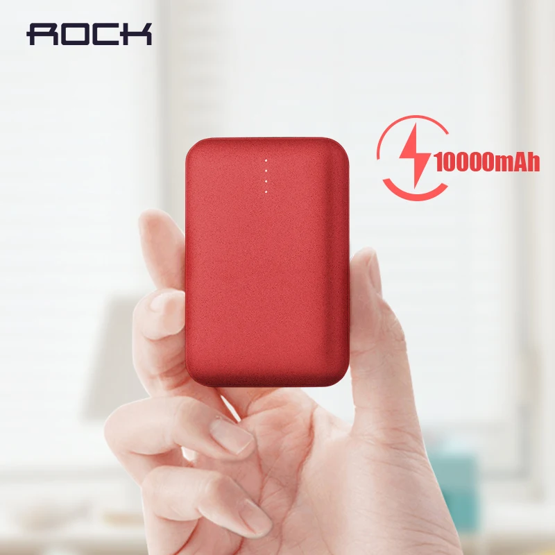 10000 мАч Внешний аккумулятор для xiaomi Внешний аккумулятор ROCK Mini портативный ультратонкий полимерный аккумулятор для iPhone SamSung xiaomi внешний аккумулятор