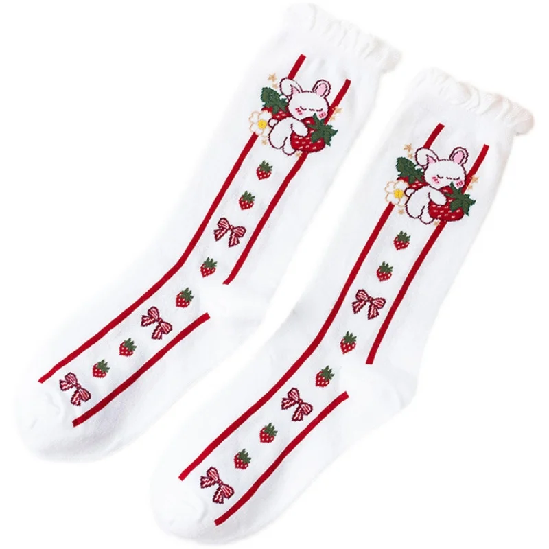 Осенние милые носки в стиле &quotЛолита&quot с принтом кролика клубники униформа JK