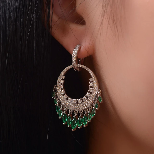 Bohemia Marquise Cut Sapphire - Created Moissanite Gemstone Dangle Earrings 5