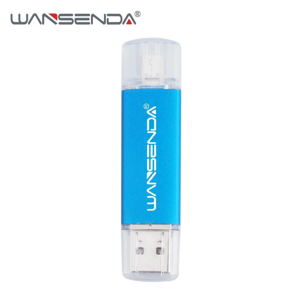 Синий WANSENDA OTG USB флеш-накопитель 2 в 1 USB3.0& Micro USB флеш-накопитель 128 ГБ 256 ГБ флеш-накопитель 16 ГБ 32 ГБ 64 Гб двойная USB карта памяти - Цвет: Синий