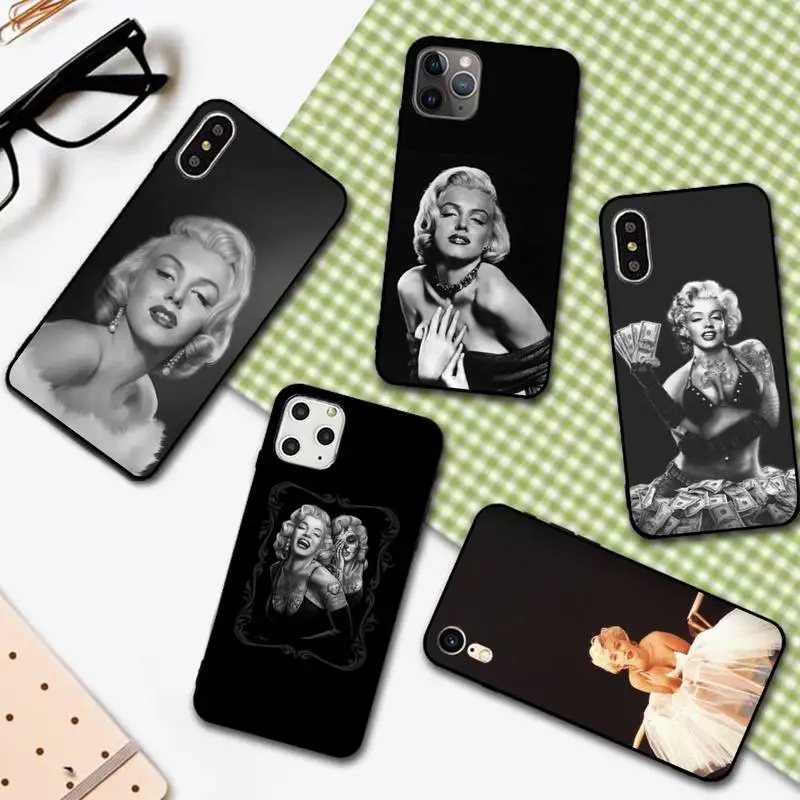 

YNDFCNB Sexy Girl Marilyn Monroe Phone Case for iPhone 11 12 13 mini pro XS MAX 8 7 6 6S Plus X 5S SE 2020 XR cover