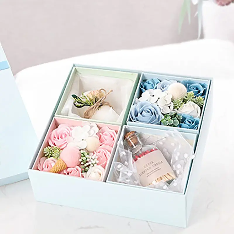 Искусственное мыло роза цветок с ароматическими свечами Подарочная коробка для