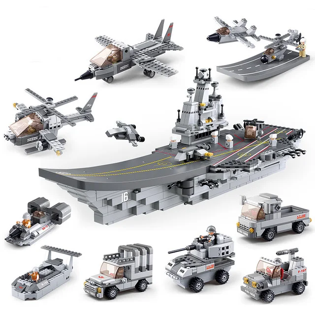 Модель Sluban строительные блоки морская подводная лодка военный корабль самолет Aircrafted Перевозчик военный корабль боевой крейсер Фрегат игрушки - Цвет: 0537 no box 1001pcs