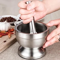 stainless steel mortar pestle garlic pounder spice mill pharmacy herbs bowl crusher grinder kitchen tool masher bowl