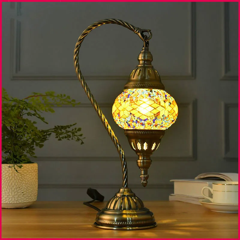 

Mediterranean Style Art Deco Desk Lamp Turkish Mosaic Table Lamp Handcrafted Mosaic Glass Romantic Bed Light Decoration Bedroom