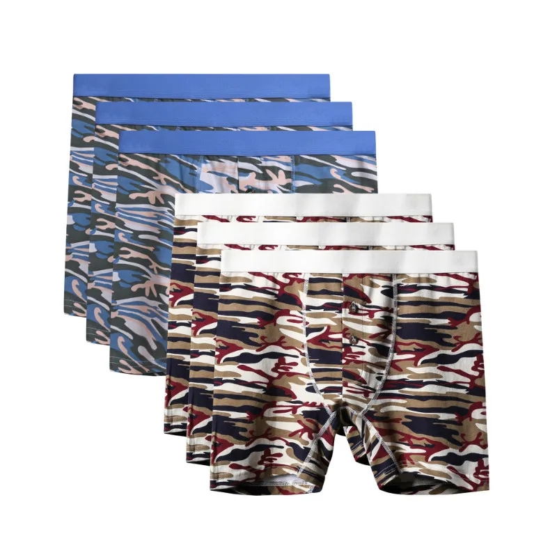 6Pcs A1145 Mix A26 6 шт./лот, качественное Мужское нижнее белье размера плюс, камуфляжное нижнее белье, боксеры для мужчин, длинные ноги, хлопковые боксеры, шорты для мужчин, s u-выпуклые мягкие трусы 6XL - Цвет: 6Pcs A1145 Mix A26