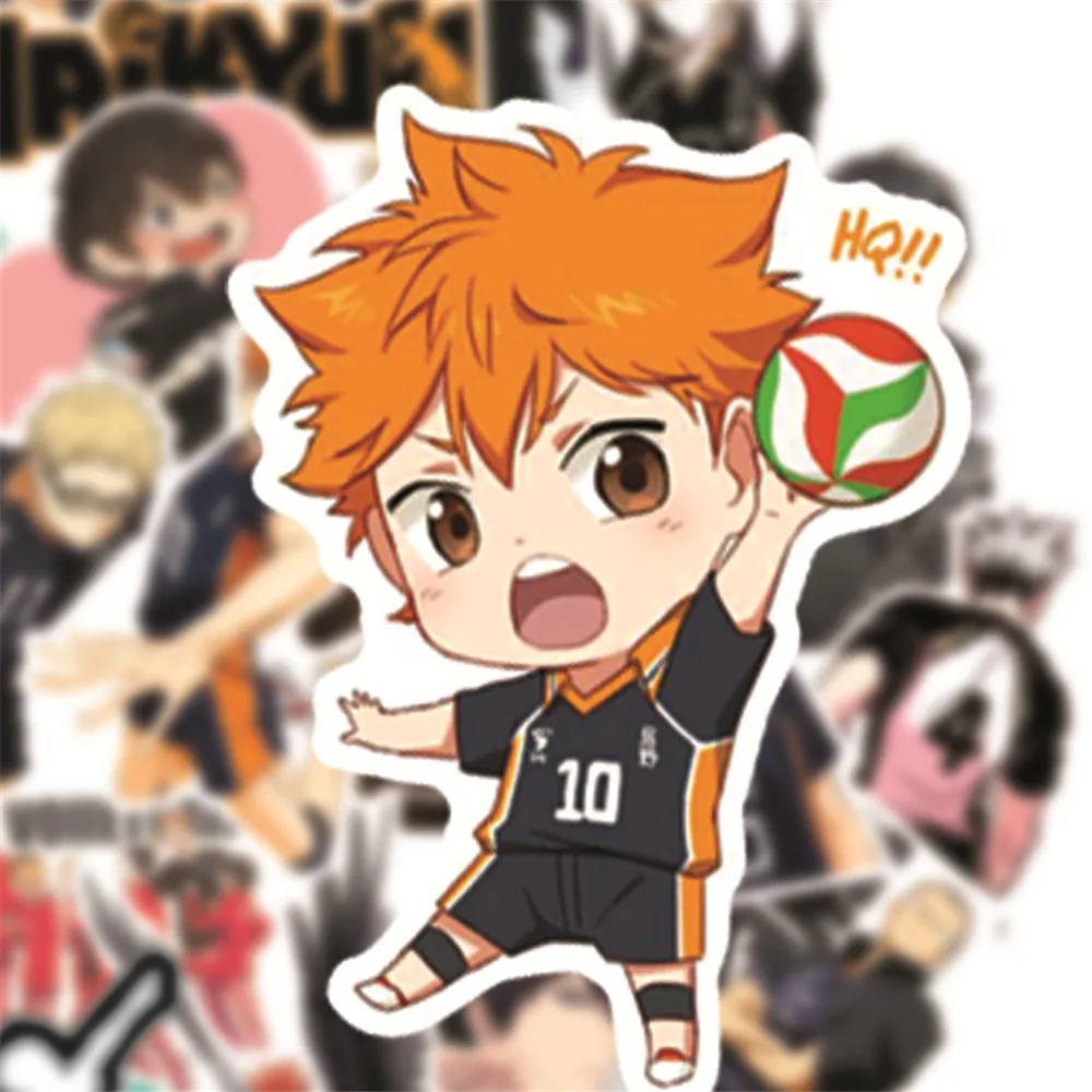 

Стикеры Аниме Haikyuu 10/50 шт., милые эстетические Мультяшные Kpop манга для ноутбука, скейтборда, велосипеда, шлема, детские игрушки