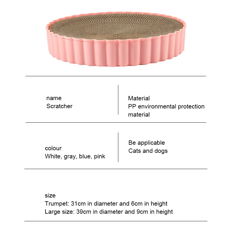 

Portable Non-slip Cat Scratch Board Cat Nest Sofa Mat Claw Plate Corrugated Round Pad Toys Pets Sleep Grinding Claws Products
