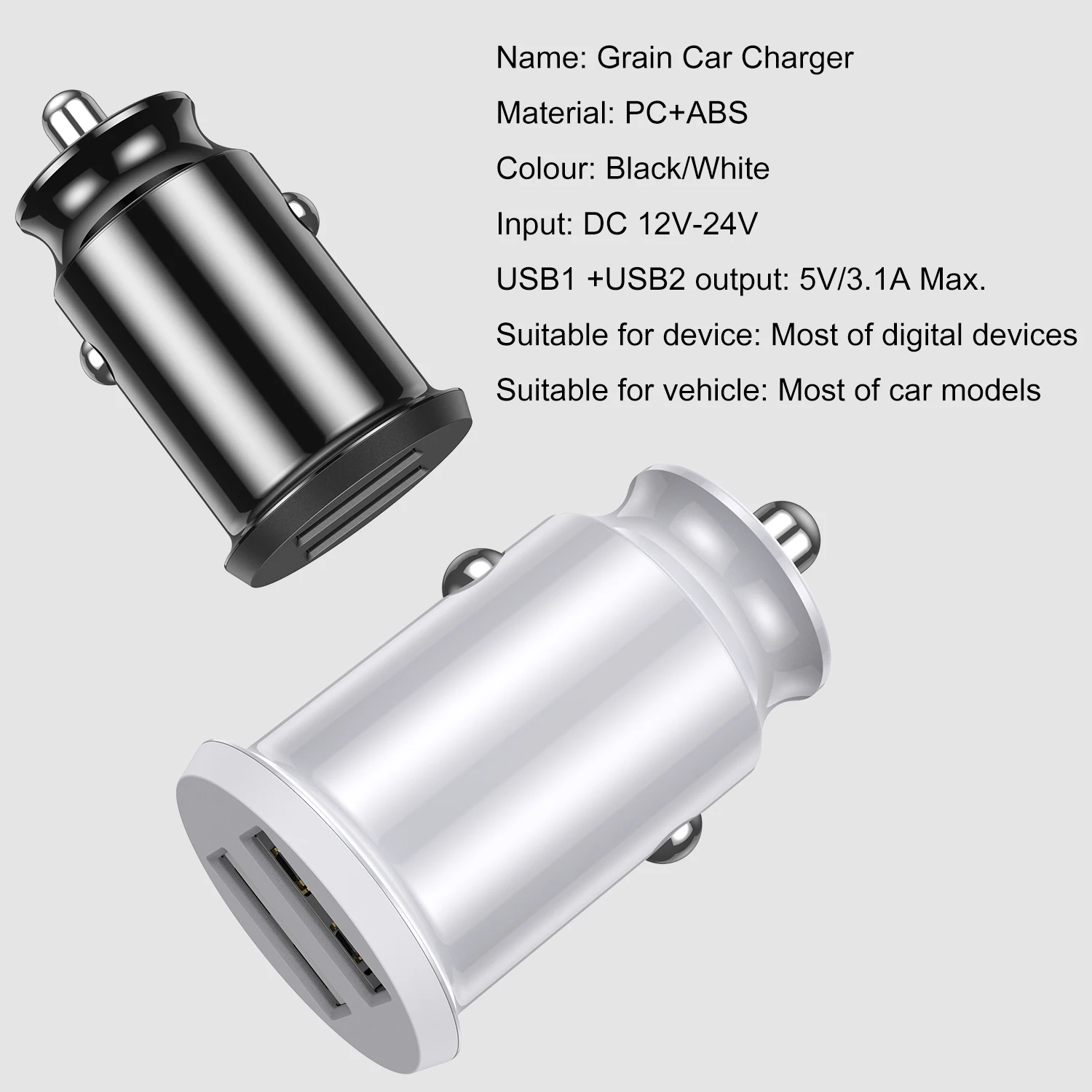 Автомобильное зарядное устройство QC 3 0 с двумя портами USB Быстрая зарядка для