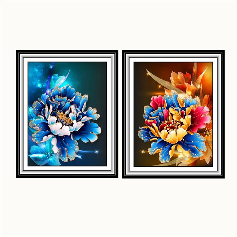 3D Алмазная вышивка голубые красочные пионы 5D алмазная живопись сделай сам