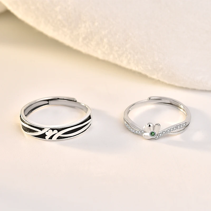 Пара колец из серебра 925 пробы для подруги на указательный палец свадебные