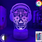 3D светодиодный иллюстрационный арт DJ скелет наушники звуковой миксер ночное освещение музыка череп тату наушники светодиодные лампы Декор настольная лампа