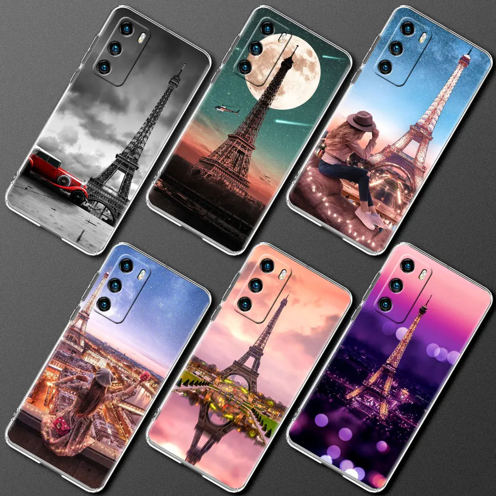 Мягкий чехол с изображением известной Эйфелевой башни для Huawei P Smart Z P40 P30 Lite P20 Pro