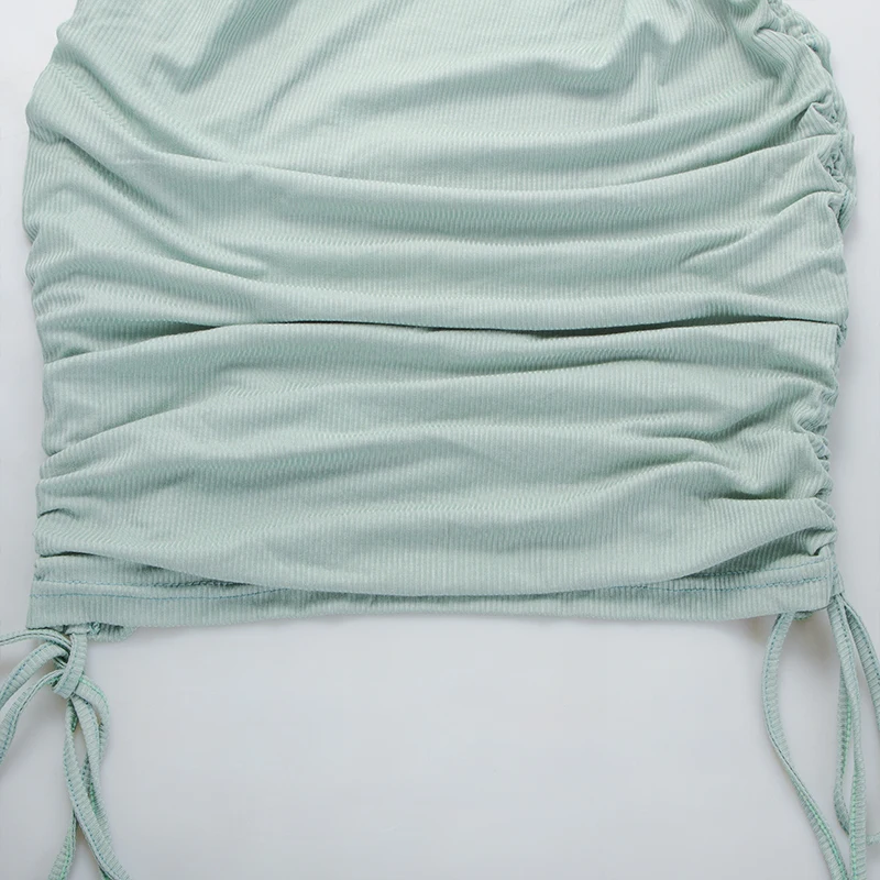 Женское облегающее платье на завязках однотонное с коротким рукавом для