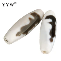 2pcslot grade a natural tibetan agates dzi beads white oval kuanyin two tone 38x12x12mm holeapprox 2mm for jewelry making