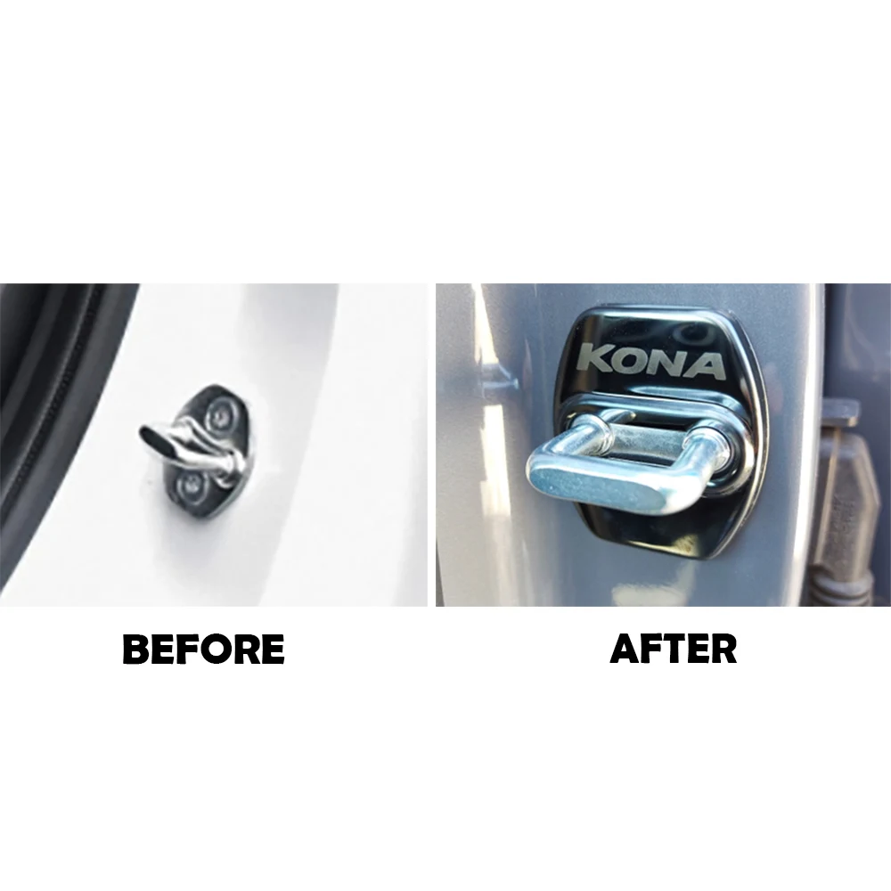 

4PCS CAR STYLING INTERIOR DOOR LOCK BUCKLE PROTECT COVERS FOR HYUNDAI KONA 2018 2019 2020 ACCESSORIES