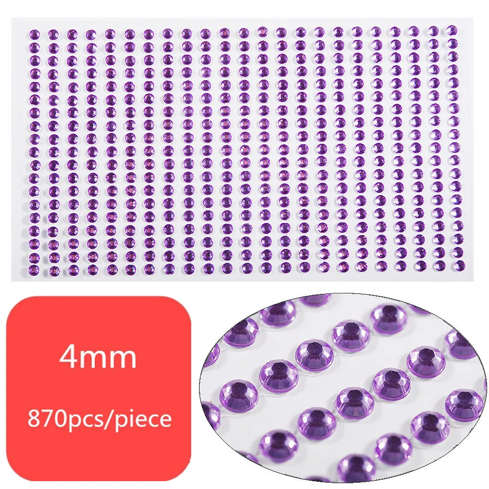 Light purple 3/4/5 мм самоклеющиеся Стикеры со стразами для ногтей ног дизайн аппликация Маникюр Скрапбукинг наклейки - Цвет: Light purple
