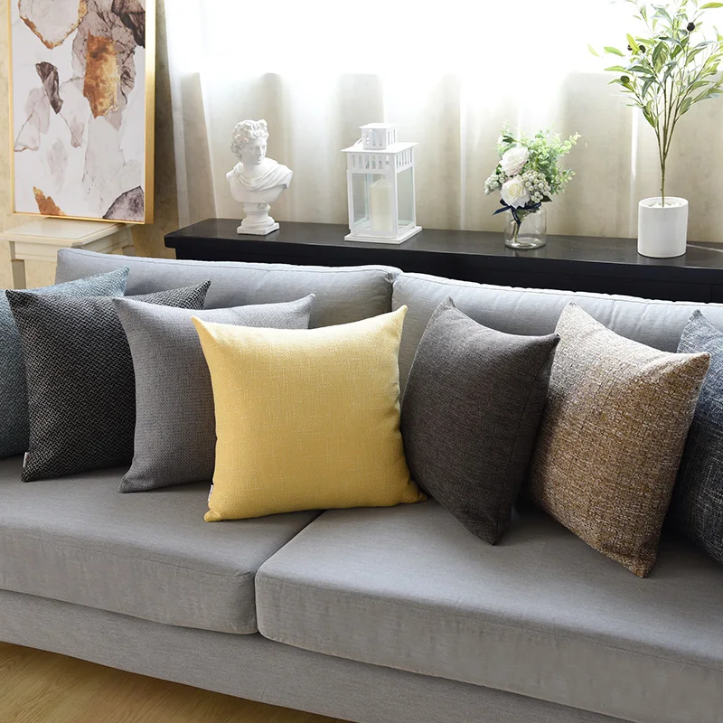 Утолщенная тканевая льняная большая подушка для дивана кровати головы поясная