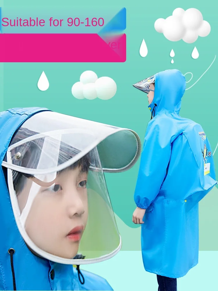 

Children's Raincoat Primary School Students School Boys Girl Child Kindergarten Big Children with Schoolbag Seat Rain Boot Set