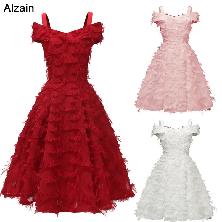 Коктейльные платья 2021 Новые короткие одним словом воротник с бахромой