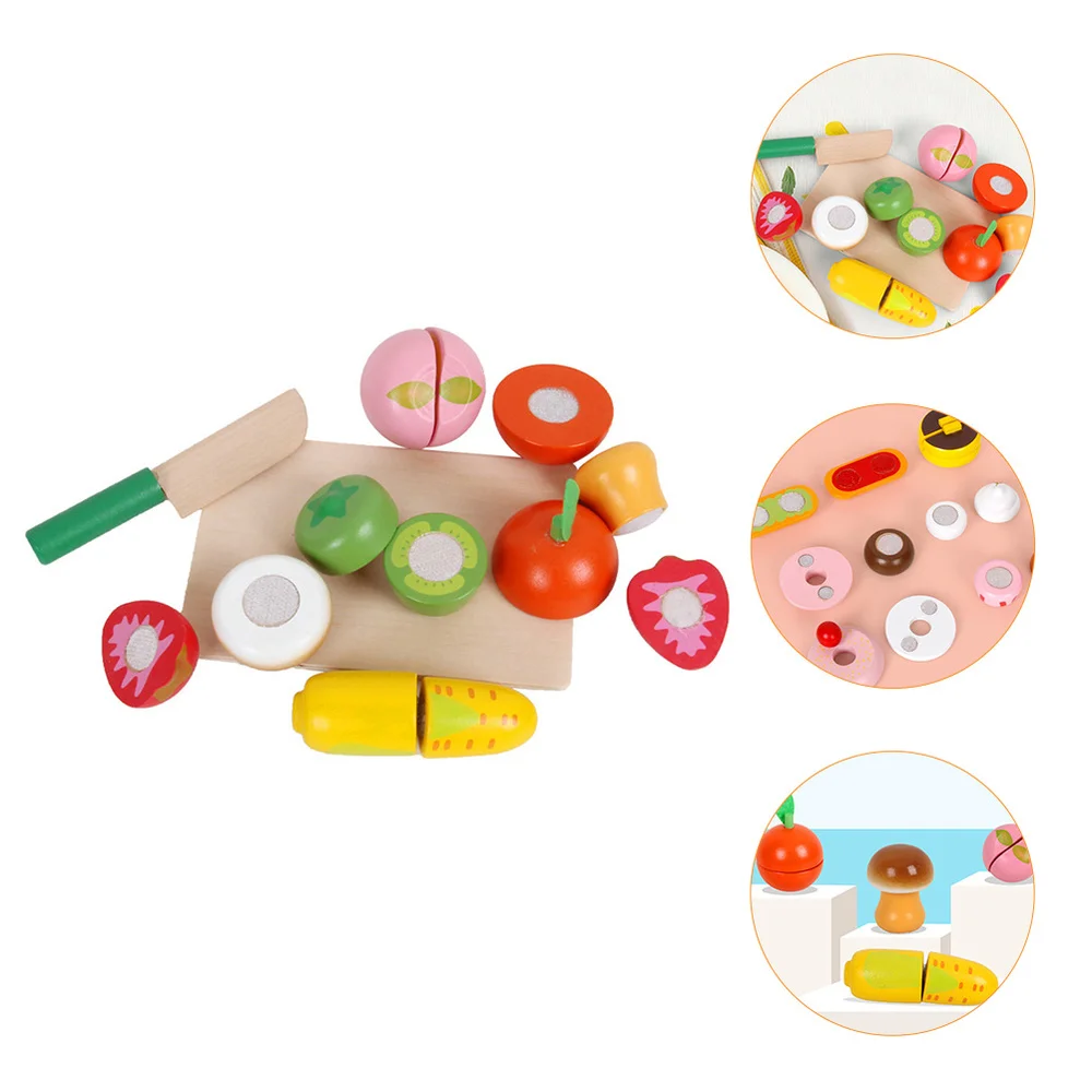 

1 Set Kids Cutting Play Food Toddler Pretend Wood Fruit Cutting Plaything