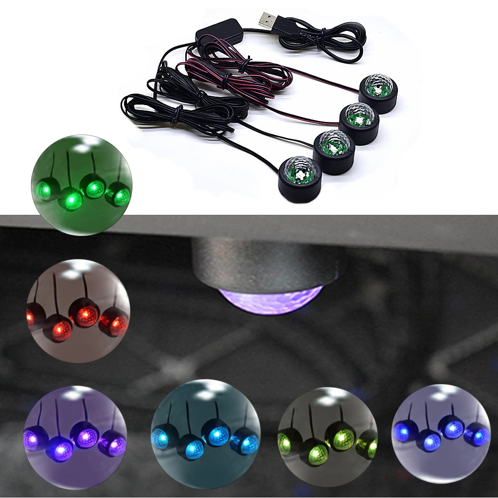 USB RGB светодиодный автомобильный окружающий свет внутренний светильник звездная