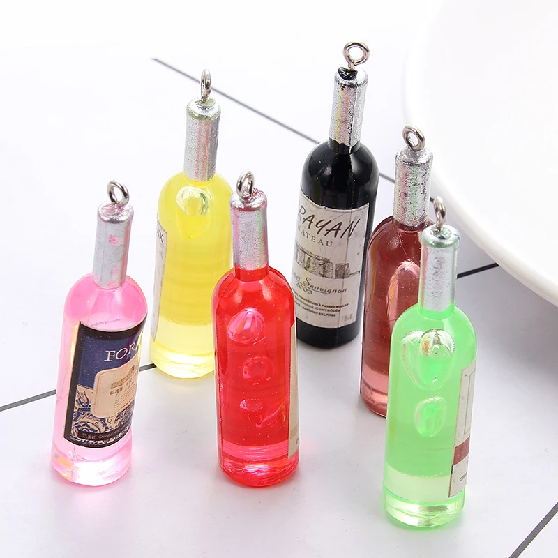 12 шт. разноцветные Полимерные Подвески чармы в виде бутылок вина подвески для