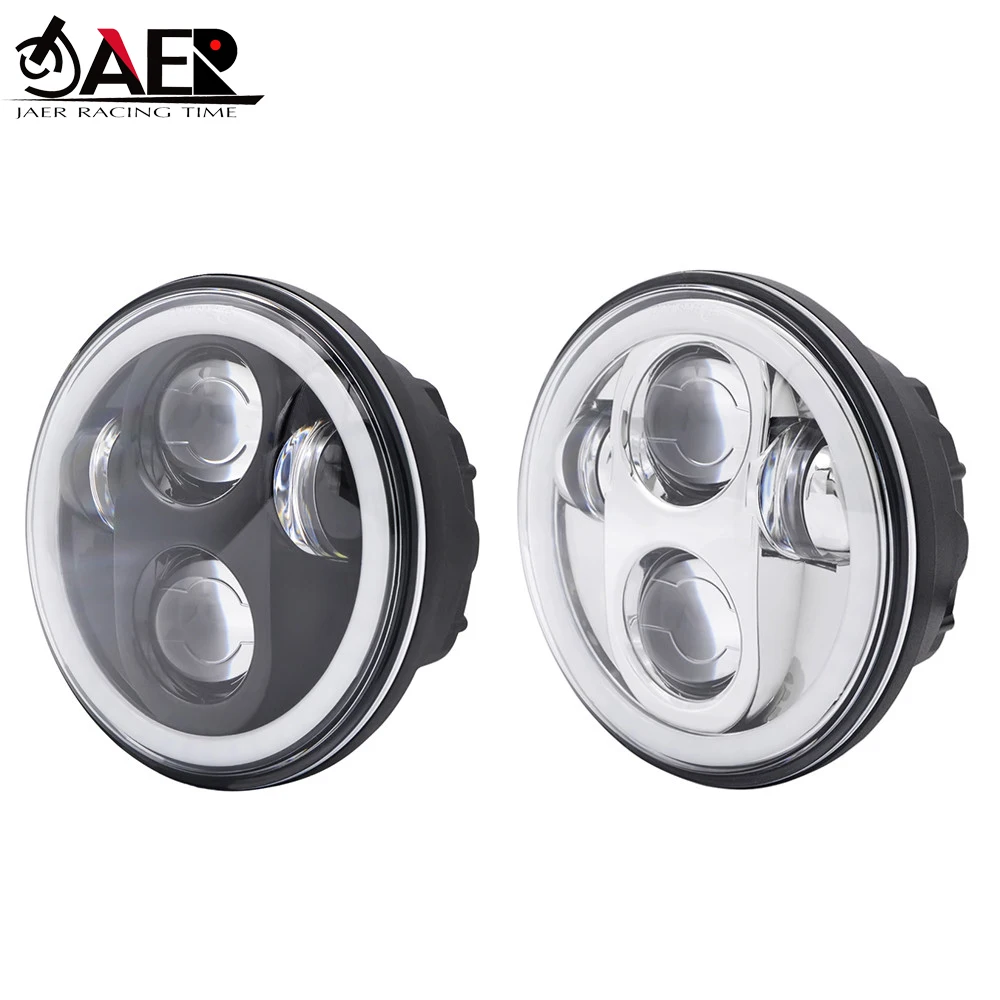 JAER 5-3/4 дюймов Светодиодные мотоциклетные фары 40 Вт RGB Phare Farol Moto для Harley Sportster Iron 883 1200 Dyna Street Bob противотуманные фары