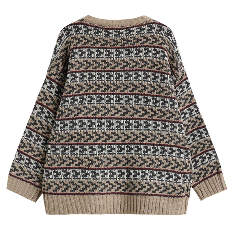 Женский винтажный свитер в полоску элегантный вязаный Свитер оверсайз с длинным