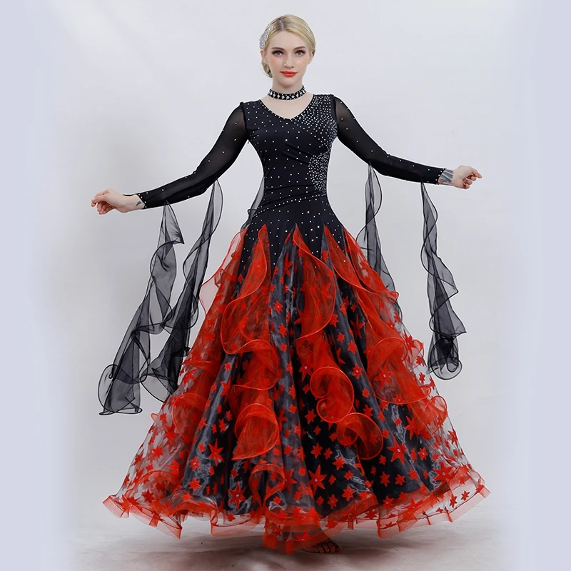 

red ballroom dance competition dresses fringe women ballroom dress standard dance dresses ballroom waltz dresses dacing clothes