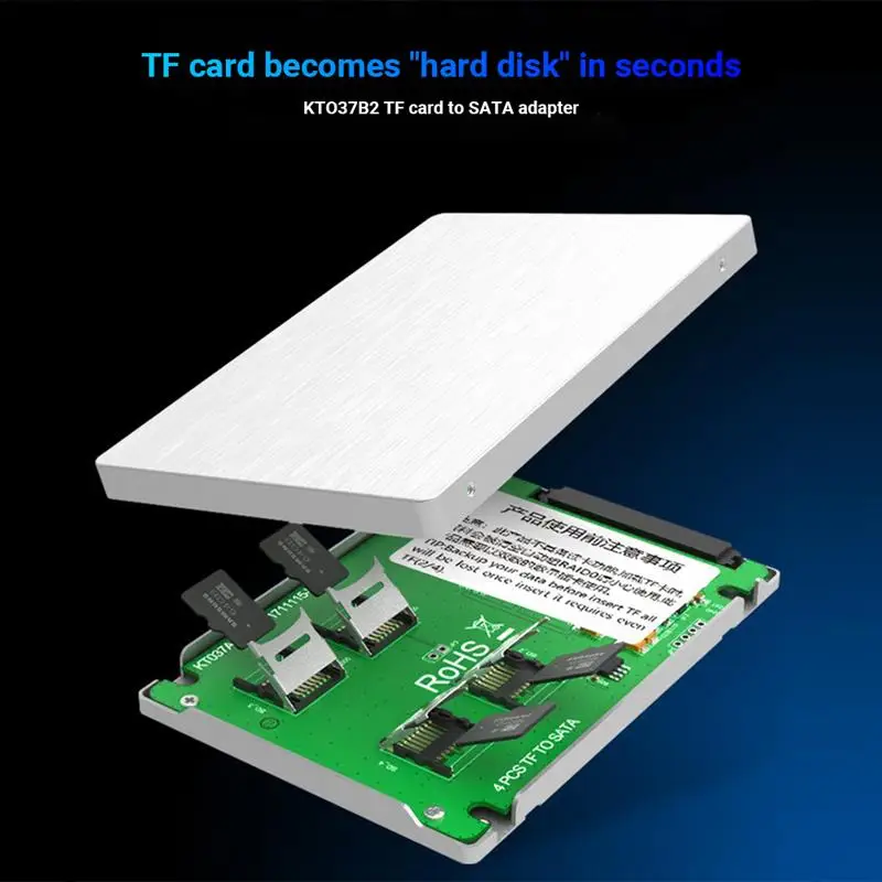 

KT037B2 SD to SATA Converter Card 4 Ports Aluminum Alloy Card Extender ATA to SDIO SDHC SDXC MMC SD Adapter
